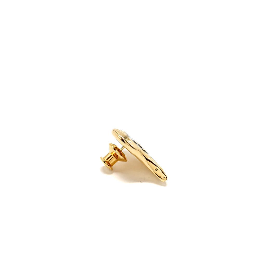 CHANEL HEART CC BROOCH CRYSTAL BLACK GOLD TONE