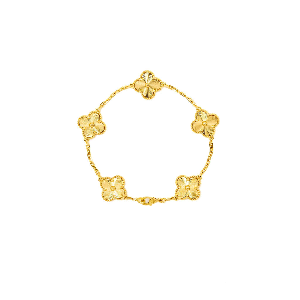 VAN CLEEF AND ARPELS VINTAGE ALHAMBRA BRACELET, 5 MOTIF 18K YELLOW GOLD