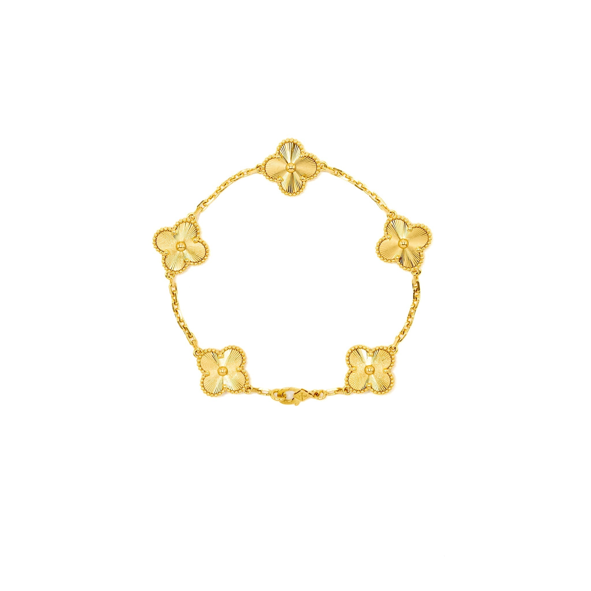 VAN CLEEF AND ARPELS VINTAGE ALHAMBRA BRACELET, 5 MOTIF 18K YELLOW GOLD