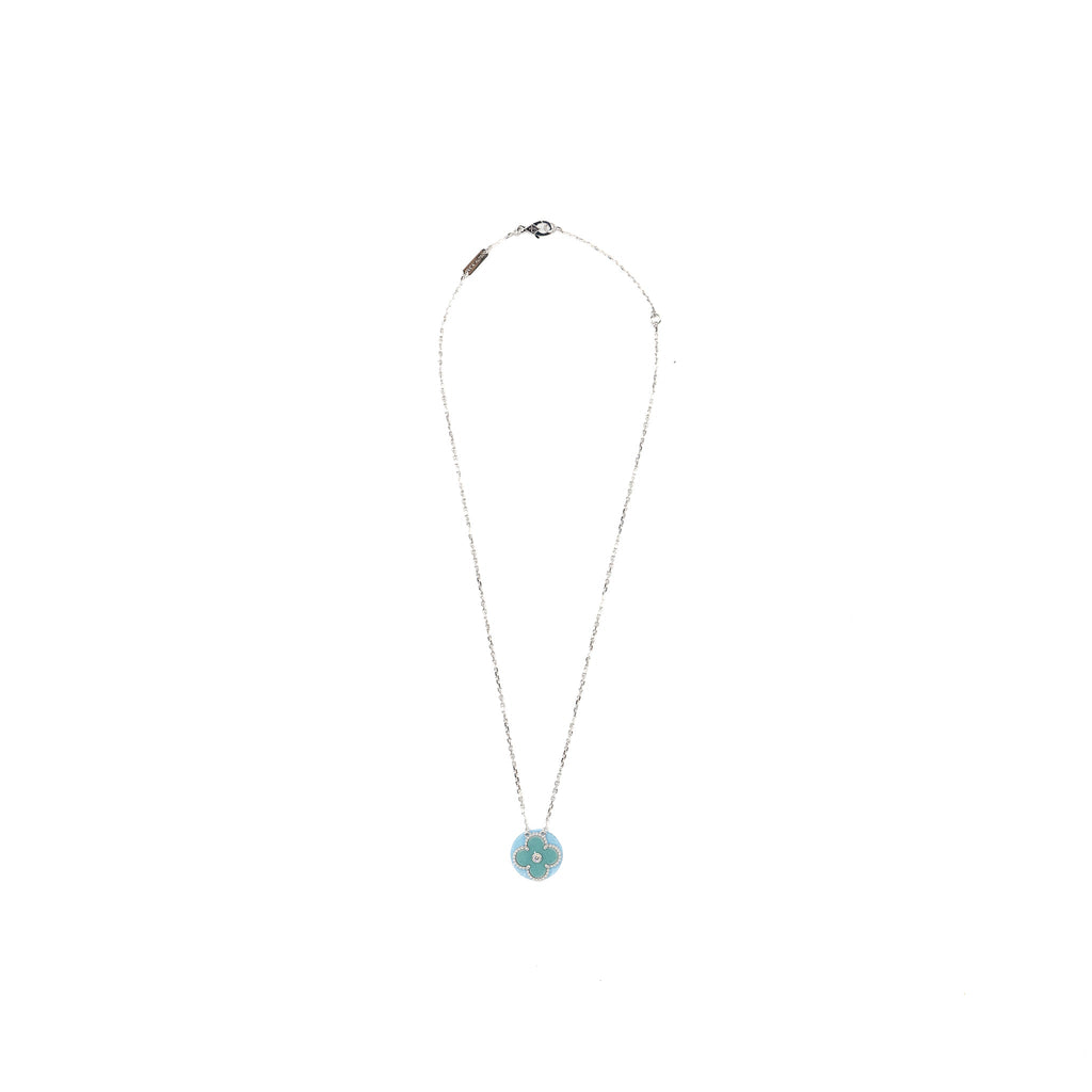 VAN CLEEF AND ARPELS 2022 HOLIDAY CHRISTMAS LIMITED VINTAGE ALHAMBRA PENDANT WHITE GOLD, DIAMOND