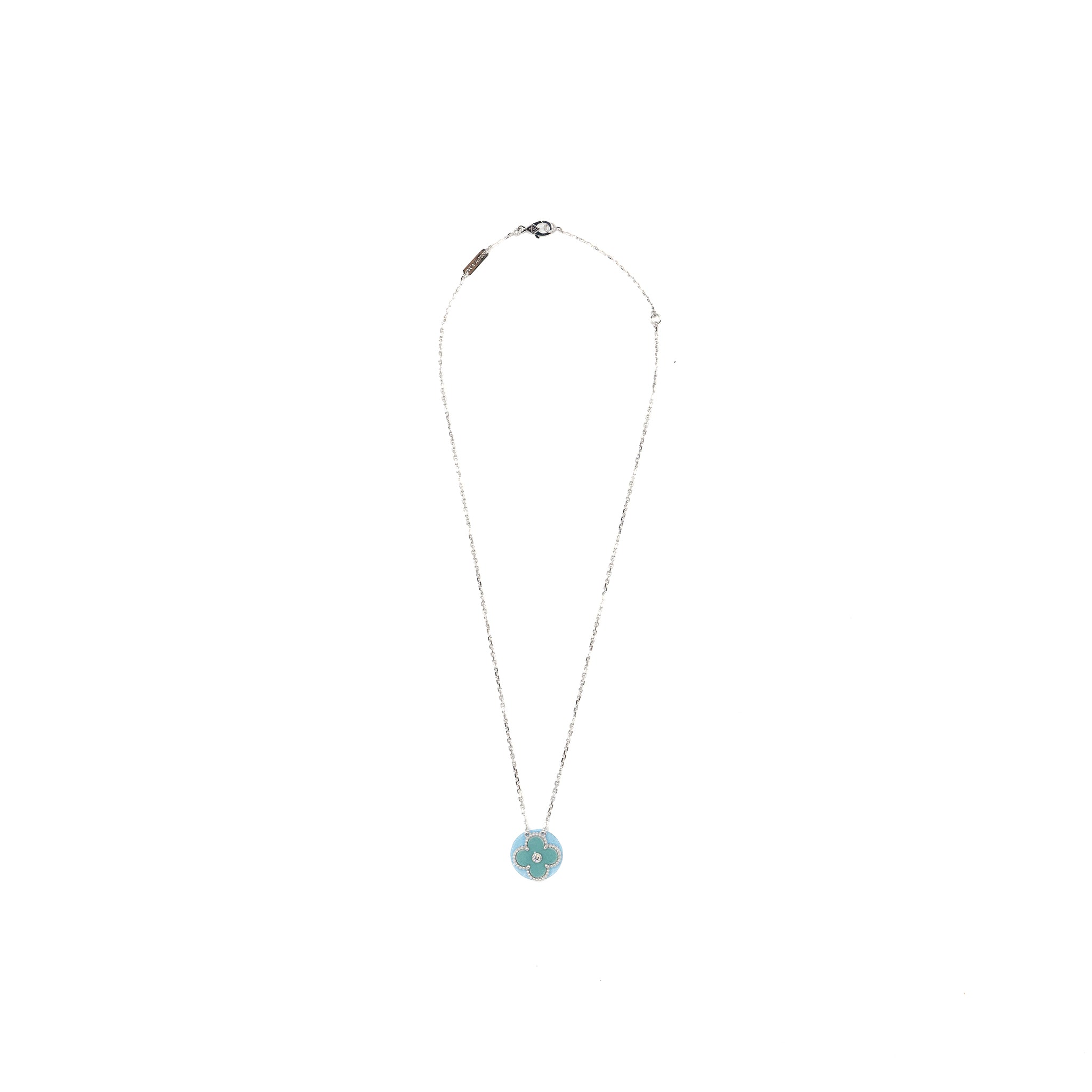 VAN CLEEF AND ARPELS 2022 HOLIDAY CHRISTMAS LIMITED VINTAGE ALHAMBRA PENDANT WHITE GOLD, DIAMOND