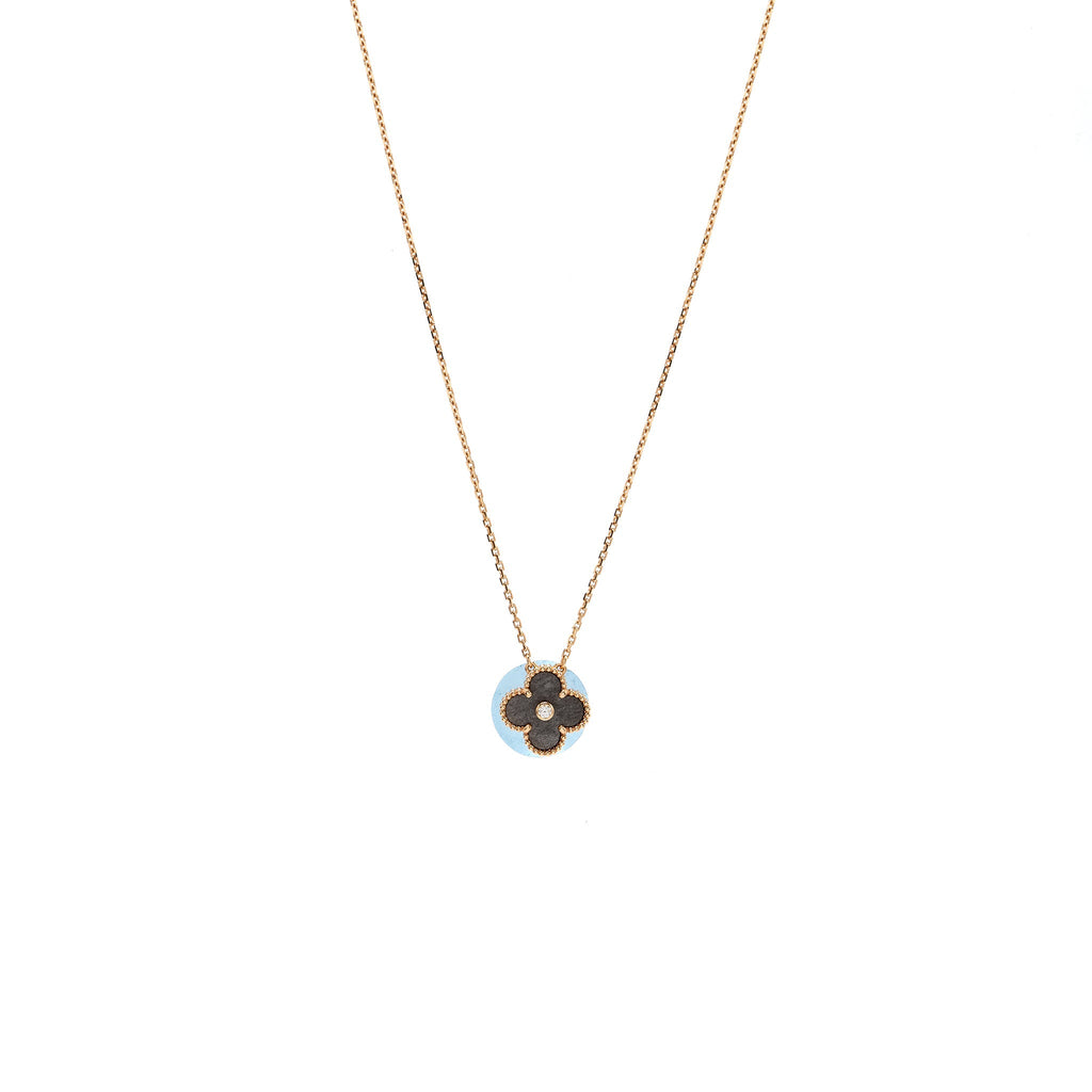 VAN CLEEF & ARPELS 2023 ALHAMBRA HOLIDAY LIMITED PENDANT SILVER OBSIDIAN AU750 ROSE GOLD DIAMOND