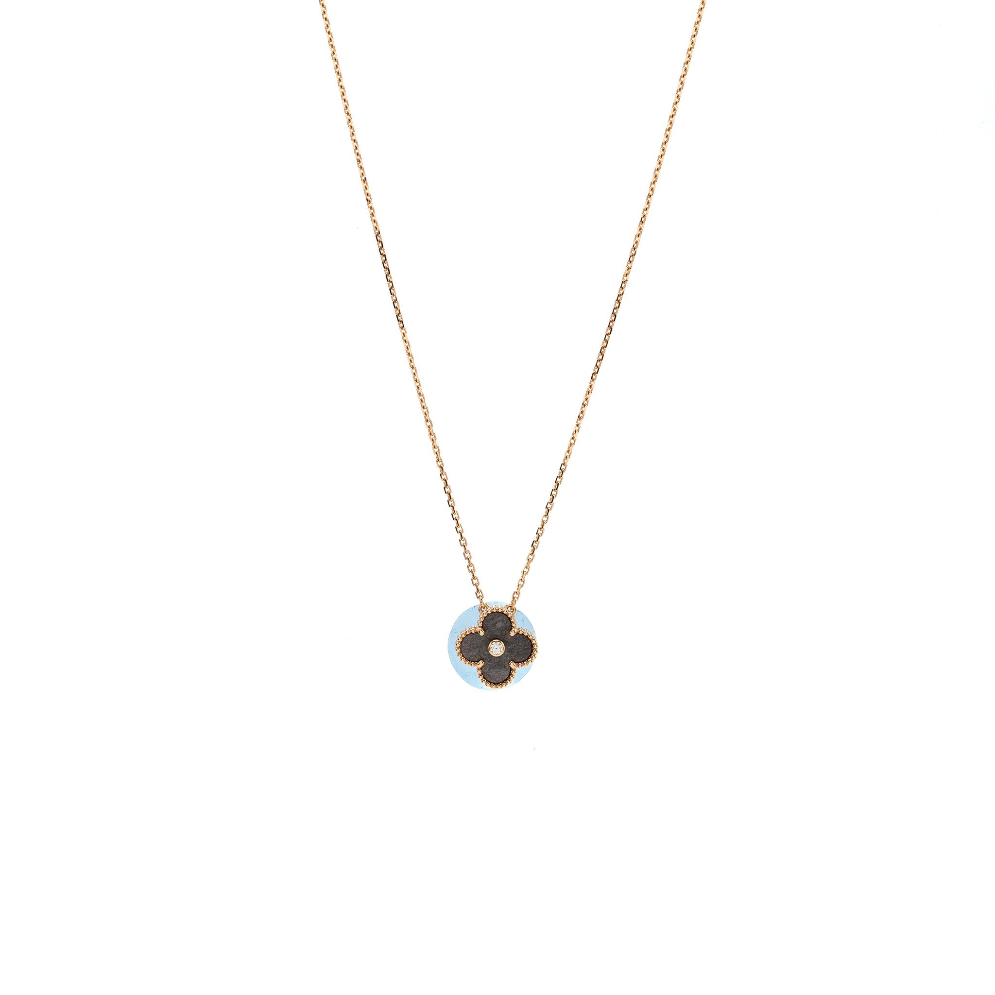 VAN CLEEF & ARPELS 2023 ALHAMBRA HOLIDAY LIMITED PENDANT SILVER OBSIDIAN AU750 ROSE GOLD DIAMOND