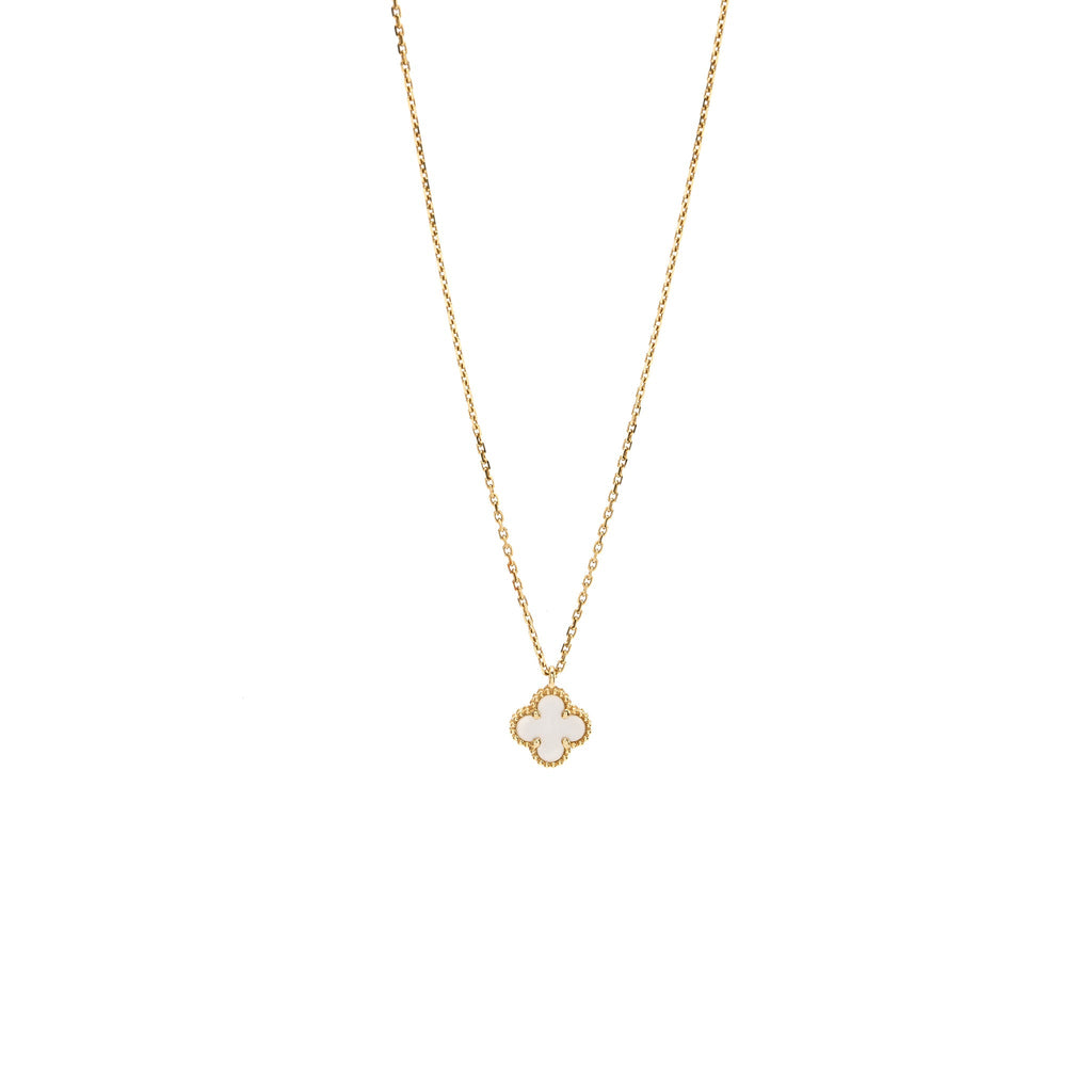 VAN CLEEF & ARPELS SWEET ALHAMBRA PENDANT WHITE MOTHER OF PEARL 18K YELLOW GOLD