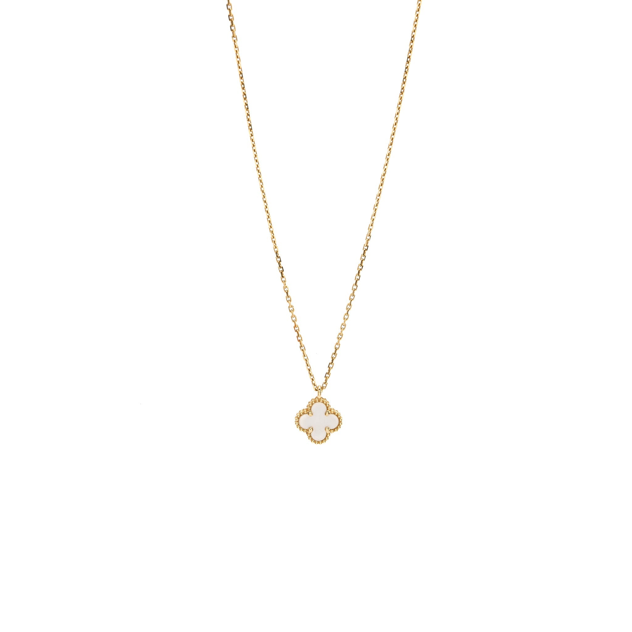 VAN CLEEF & ARPELS SWEET ALHAMBRA PENDANT WHITE MOTHER OF PEARL 18K YELLOW GOLD