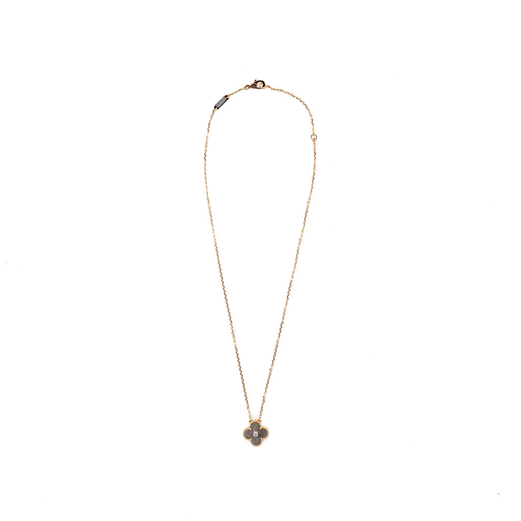 VAN CLEEF & ARPELS 2023 ALHAMBRA HOLIDAY LIMITED PENDANT SILVER OBSIDIAN ROSE GOLD DIAMOND