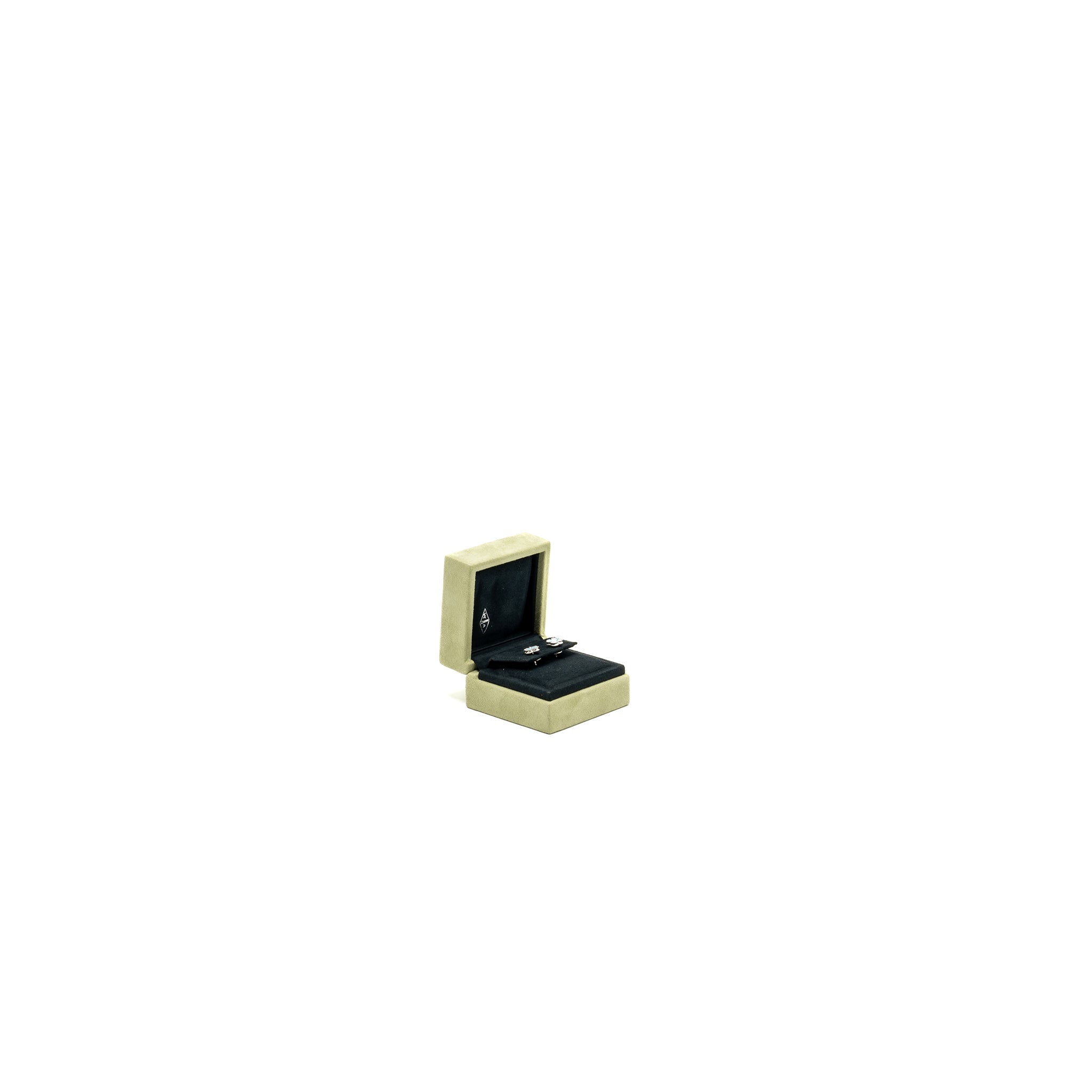 VAN CLEEF AND ARPELS SWEET ALHAMBRA EARSTUDS EARRINGS, WHITE GOLD/TURQUOISE