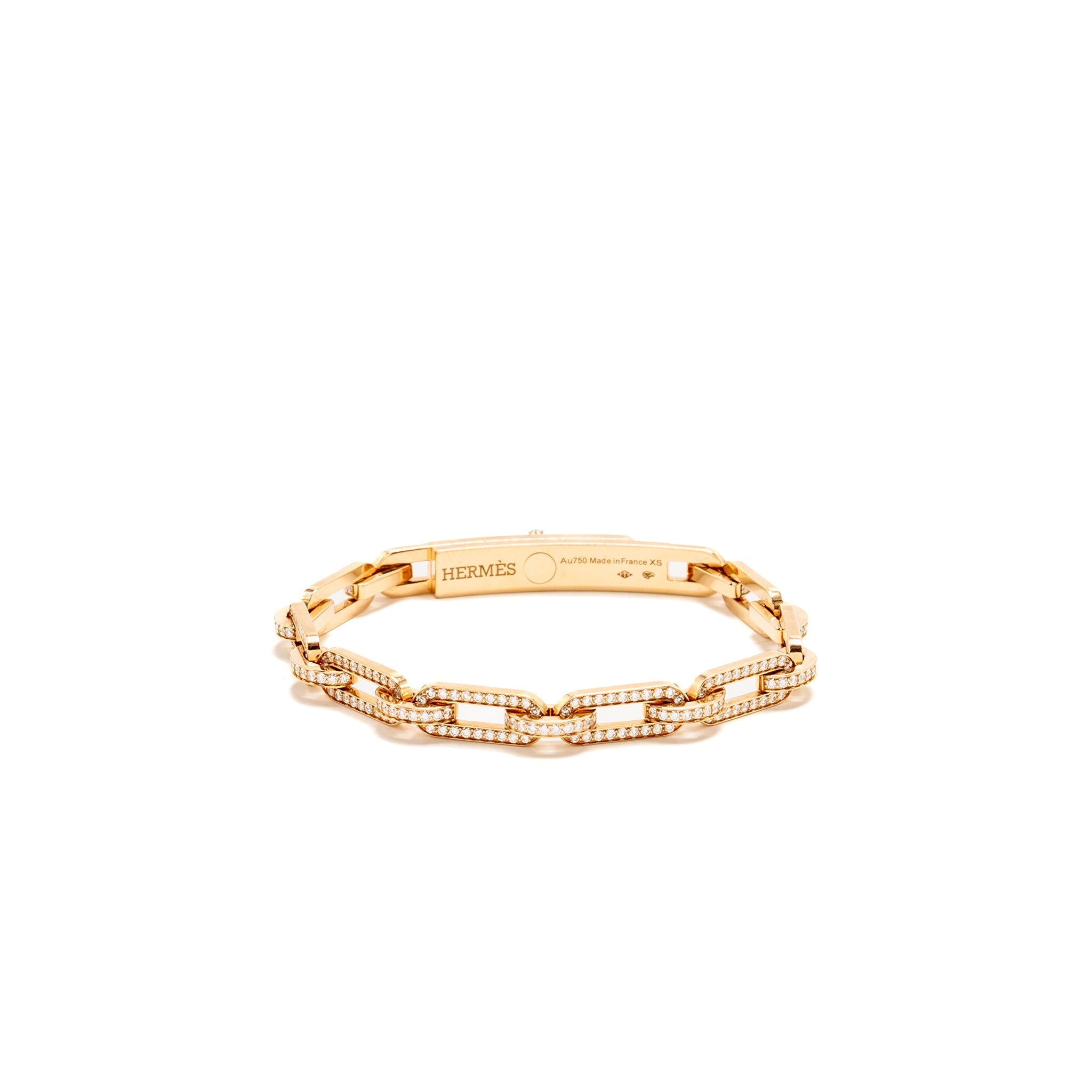 HERMES KELLY CHAINE BRACELET ROSE GOLD DIAMOND PAVED