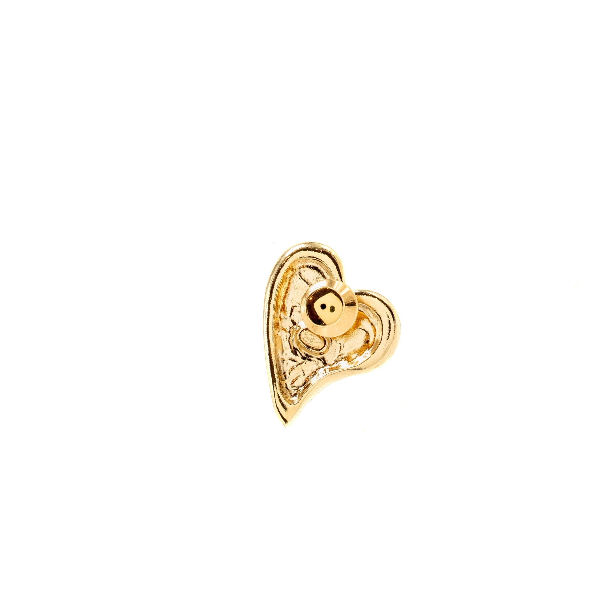 CHANEL HEART CC BROOCH CRYSTAL BLACK GOLD TONE