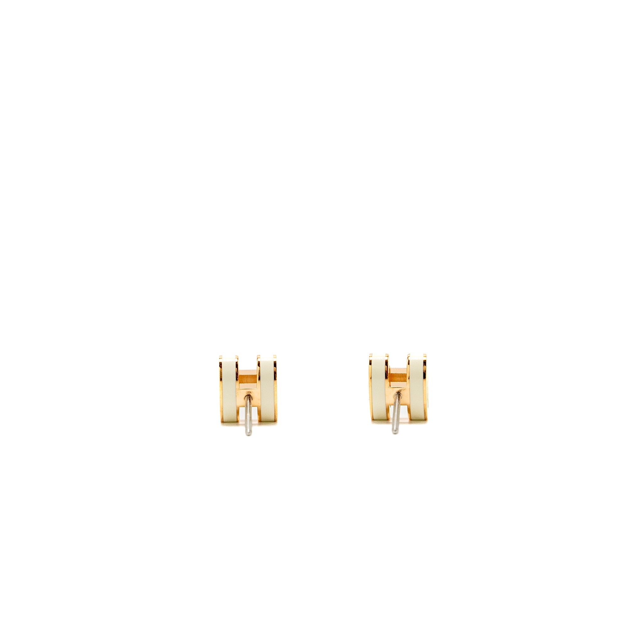 HERMES MINI POP H EARRINGS WHITE RGHW