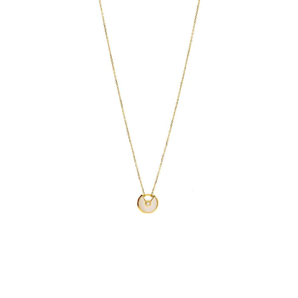 CARTIER AMULETTE DE CARTIER NECKLACE, XS MODEL MOTHER OF PEARL / YELLOW GOLD / DIAMOND