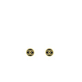 CHANEL ROUND CC LOGO EARRING BLACK/GOLD TONE