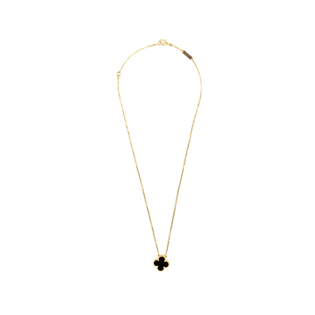 VAN CLEEF & ARPELS VINTAGE ALHAMBRA PENDANT ONYX YELLOW GOLD