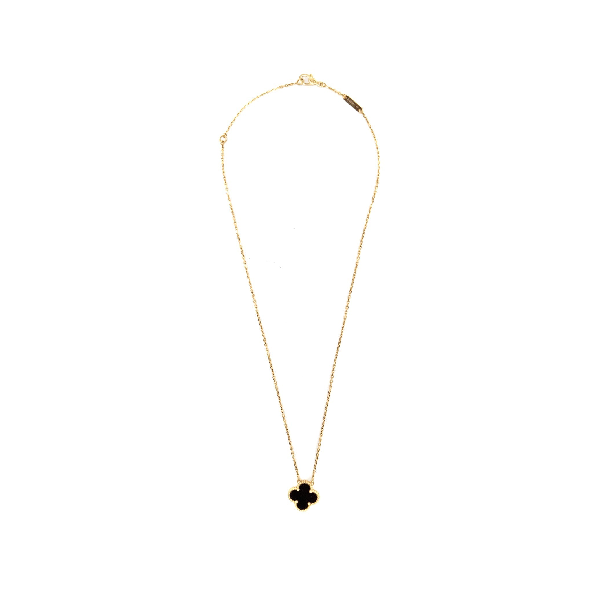 VAN CLEEF & ARPELS VINTAGE ALHAMBRA PENDANT ONYX YELLOW GOLD