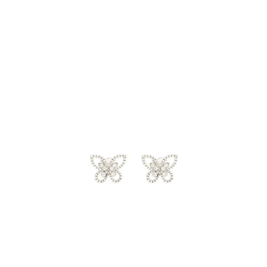 GRAFF BUTTERFLY SILHOUETTE DIAMOND MINI STUD EARRINGS WHITE GOLD