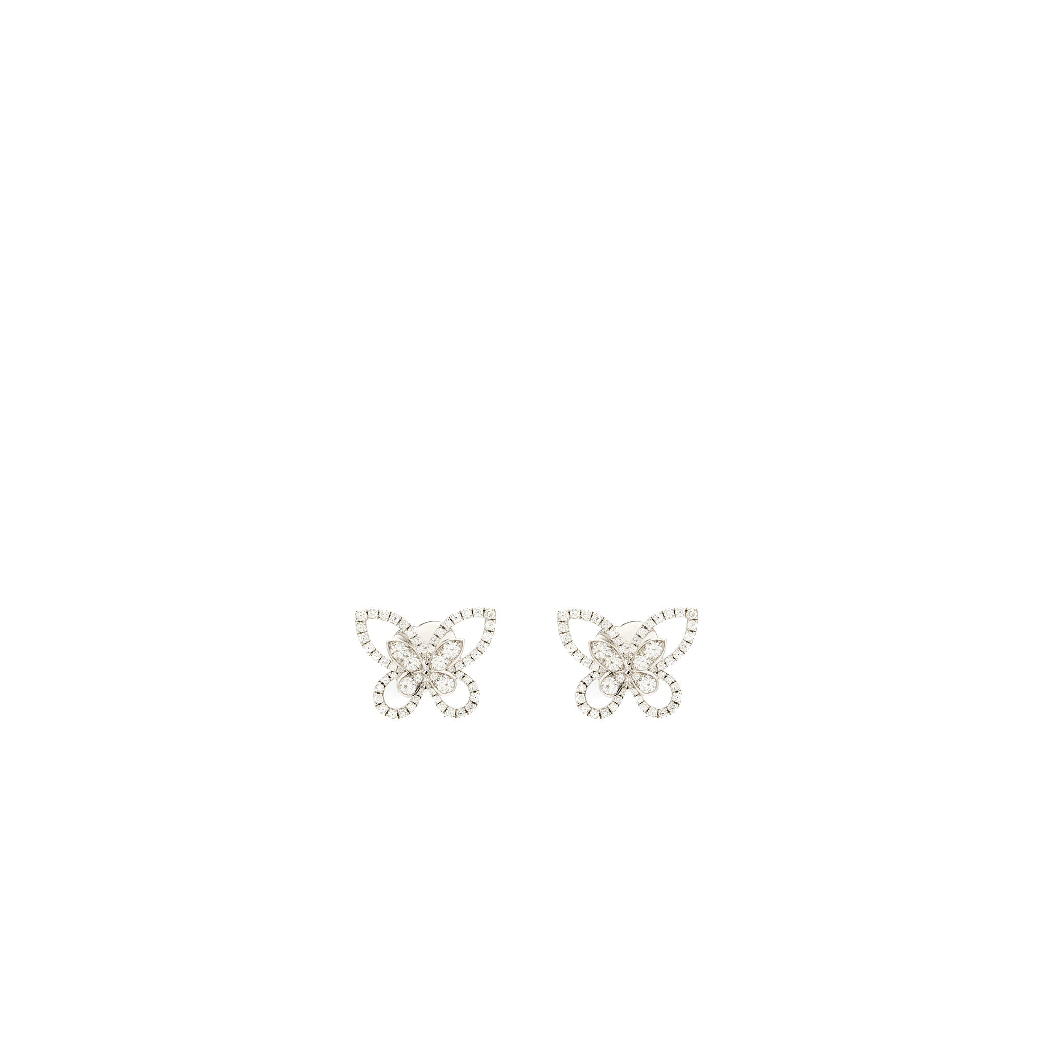 GRAFF BUTTERFLY SILHOUETTE DIAMOND MINI STUD EARRINGS WHITE GOLD