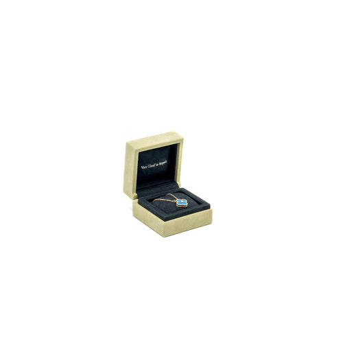 VAN CLEEF & ARPELS VINTAGE ALHAMBRA PENDANT 2019 LIMITED EDITION CELESTIAL BLUE SEVRES PORCELAIN / DIAMOND YELLOW GOLD