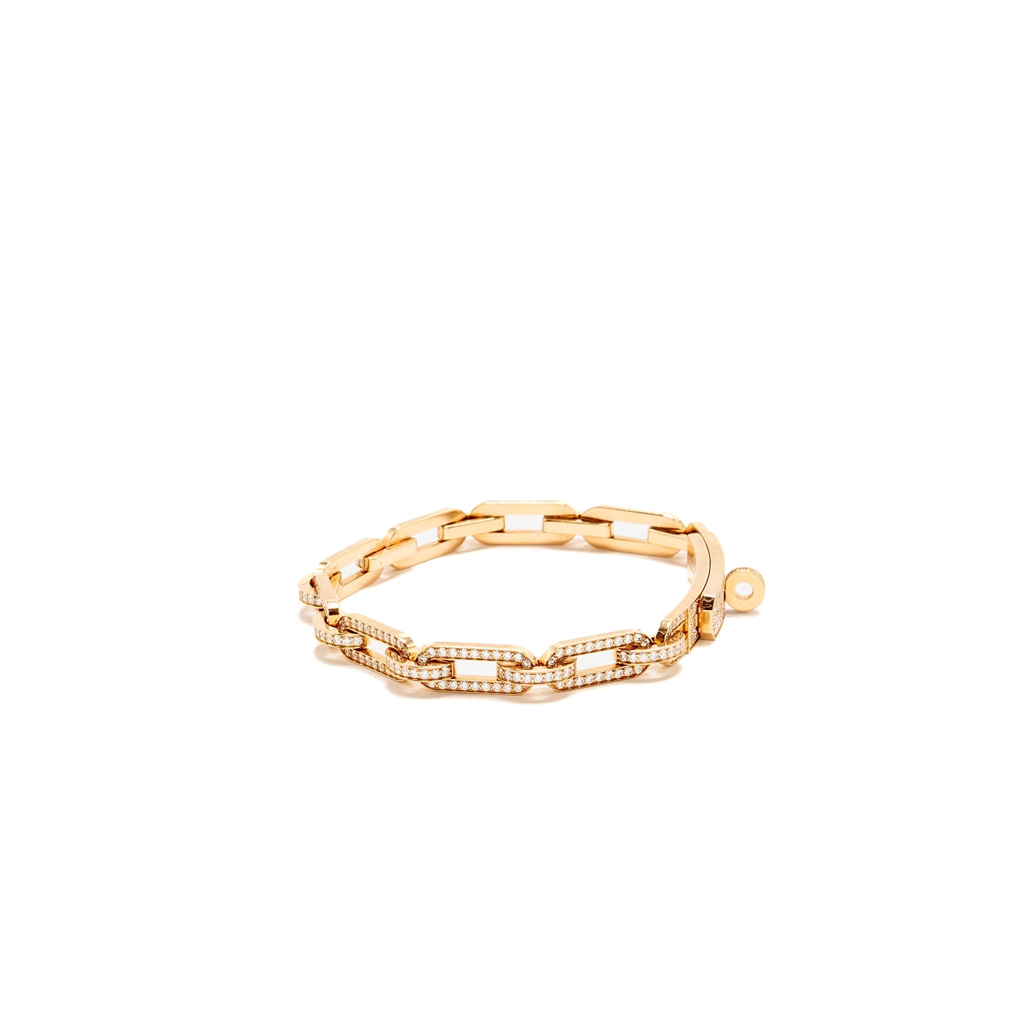 HERMES KELLY CHAINE BRACELET ROSE GOLD DIAMOND PAVED
