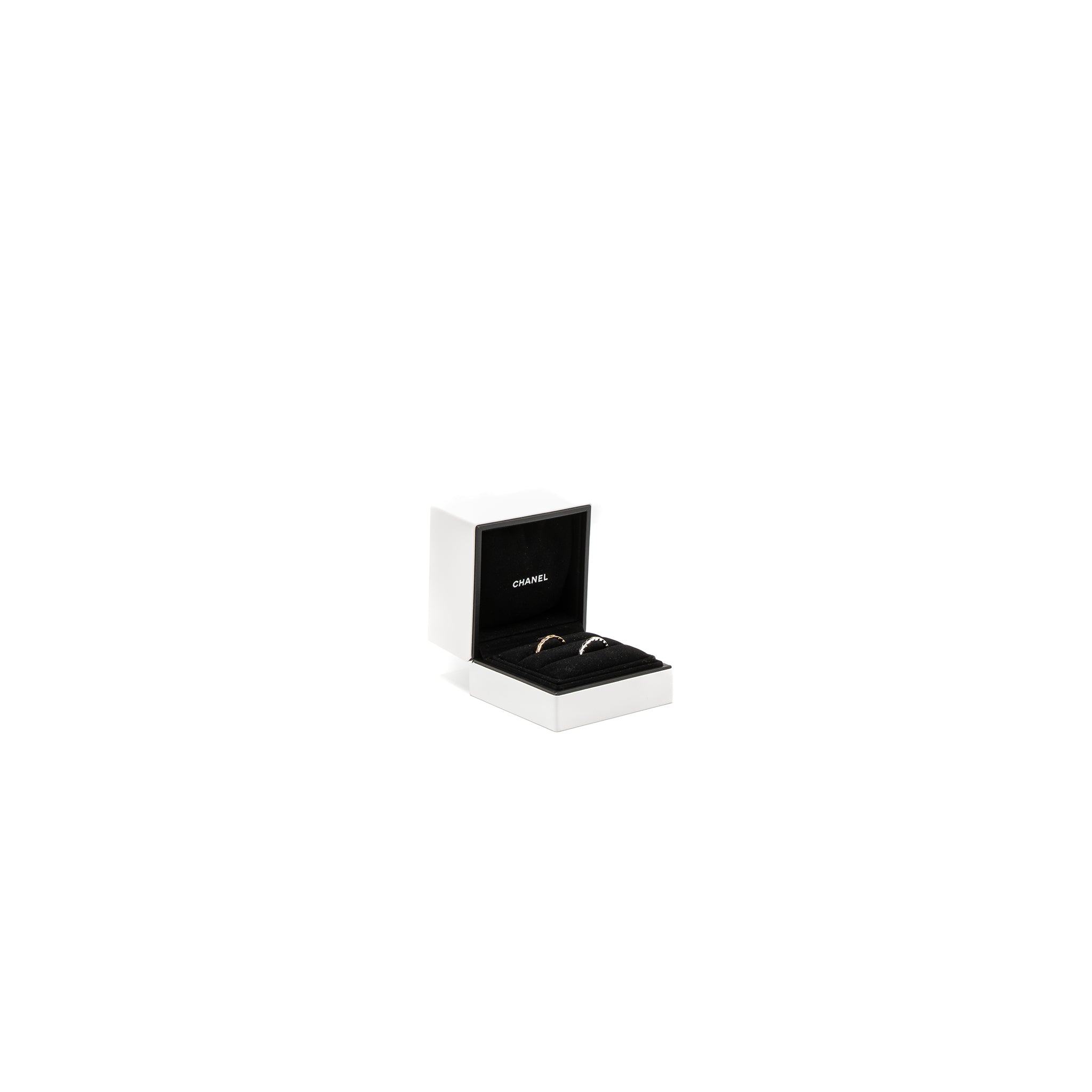 CHANEL COCO CRUSH RINGS MINI VERSION WHITE GOLD/ BEIGE GOLD WITH DIAMONDS (SELL IN A SET)