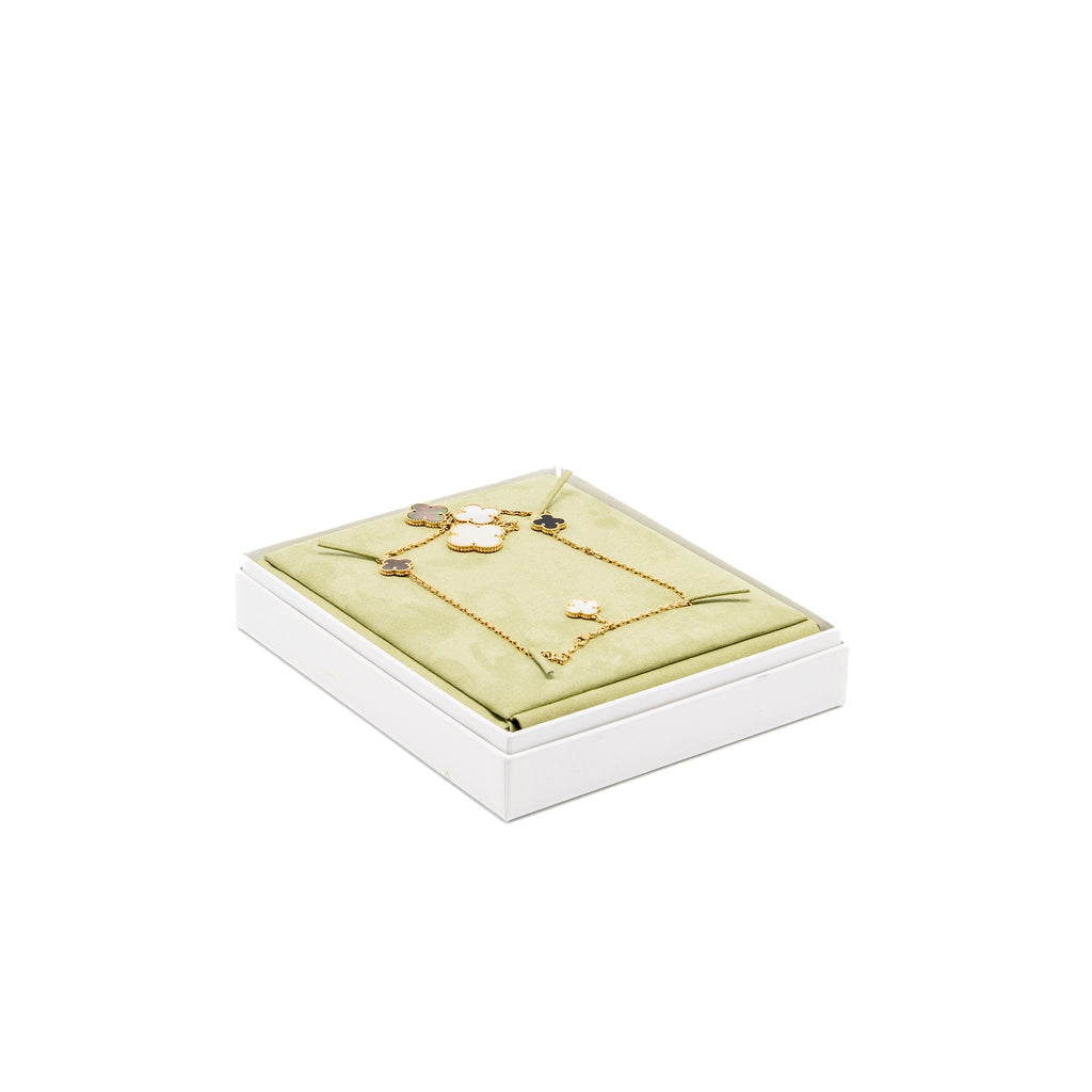 VAN CLEEF & ARPELS MAGIC ALHAMBRA 6 MOTIF NECKLACE YELLOW GOLD/ MOTHER OF PEARL/ONYX