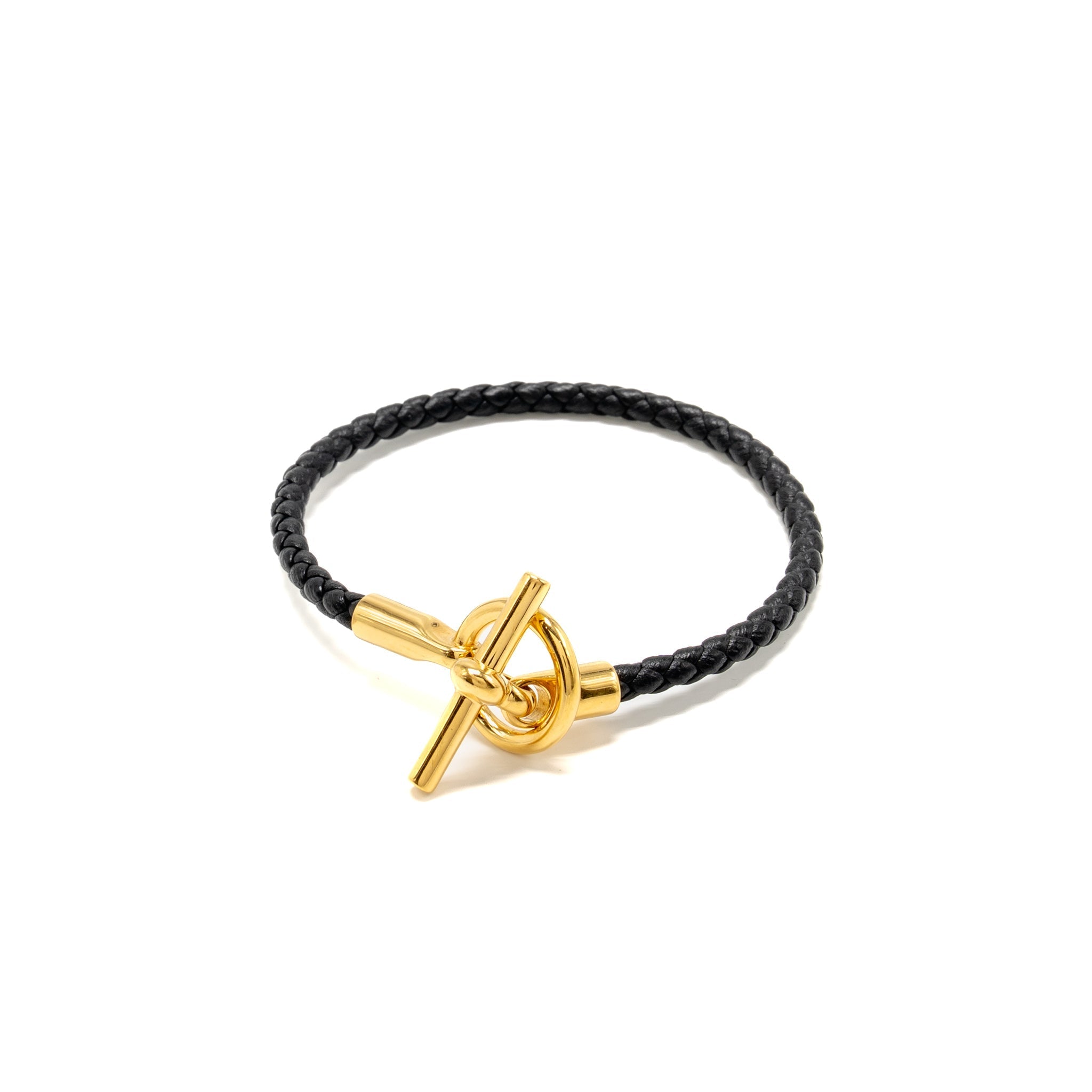 HERMES SIZE T5 GLENAN H BRACELET BLACK GHW