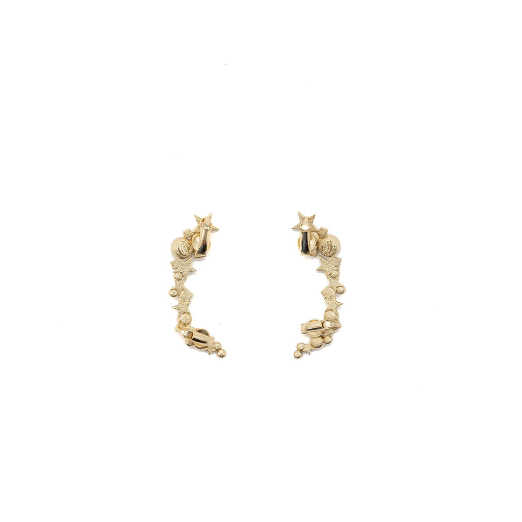 CHANEL STAR CC LOGO EAR CLIPS CRYSTAL/PEARL/GOLD TONE
