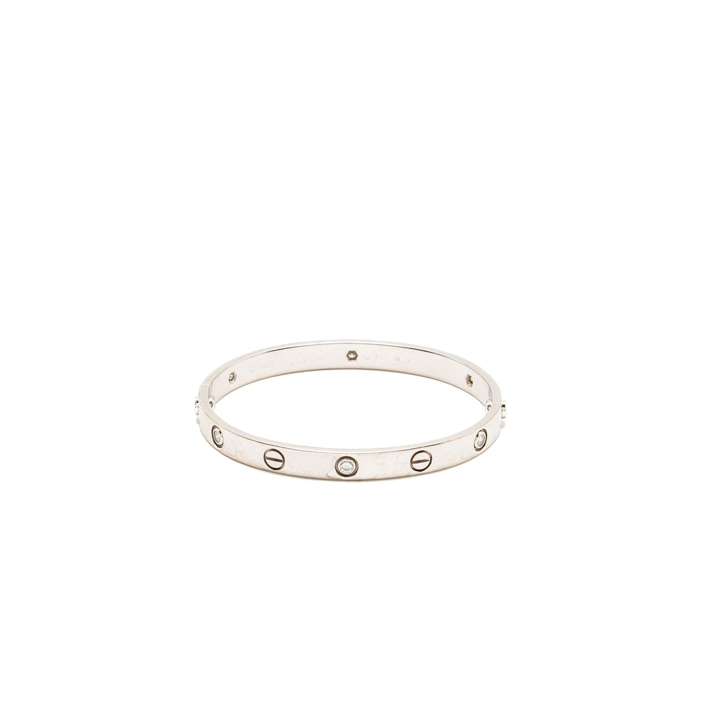 CARTIER LOVE BRACELET WHITE GOLD 6 DIAMONDS