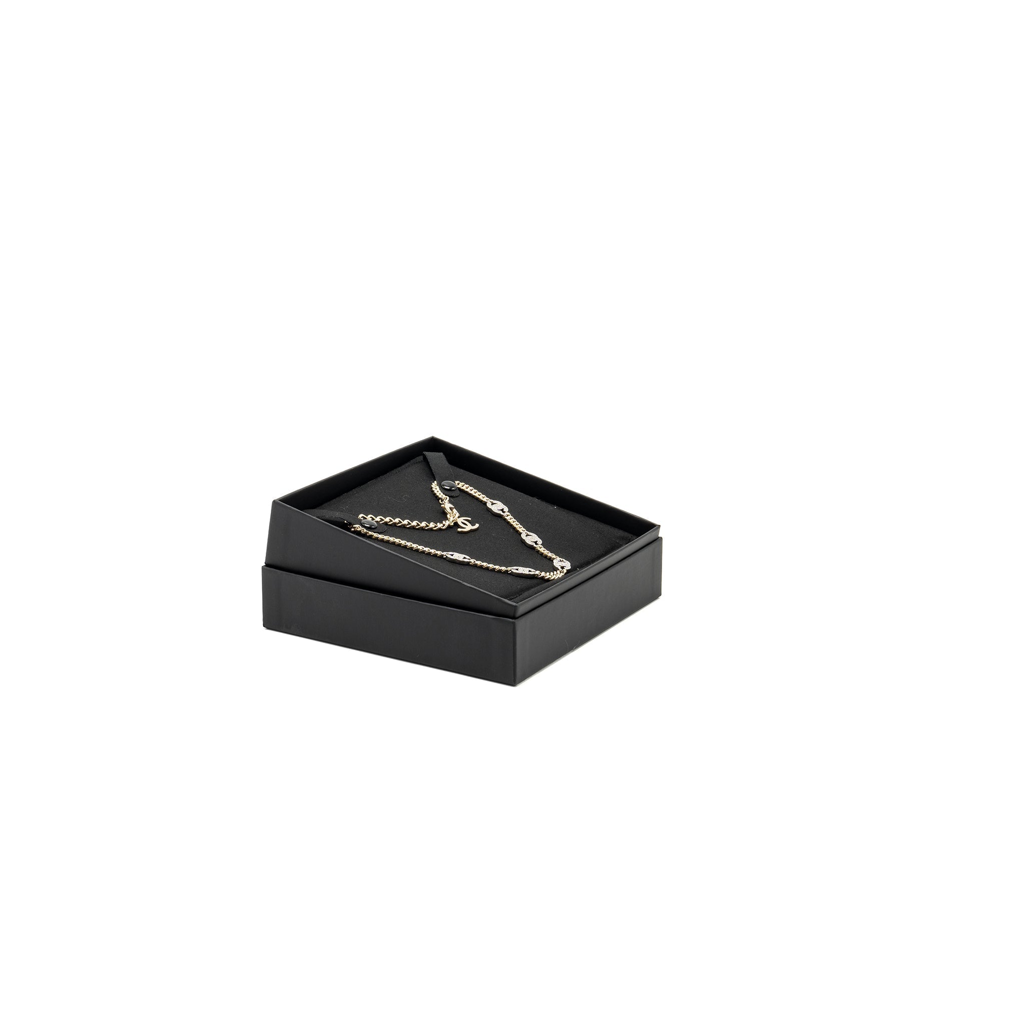 CHANEL CC LOGO CHAIN CHOCKER /NECKLACE CRYSTAL LIGHT GOLD TONE