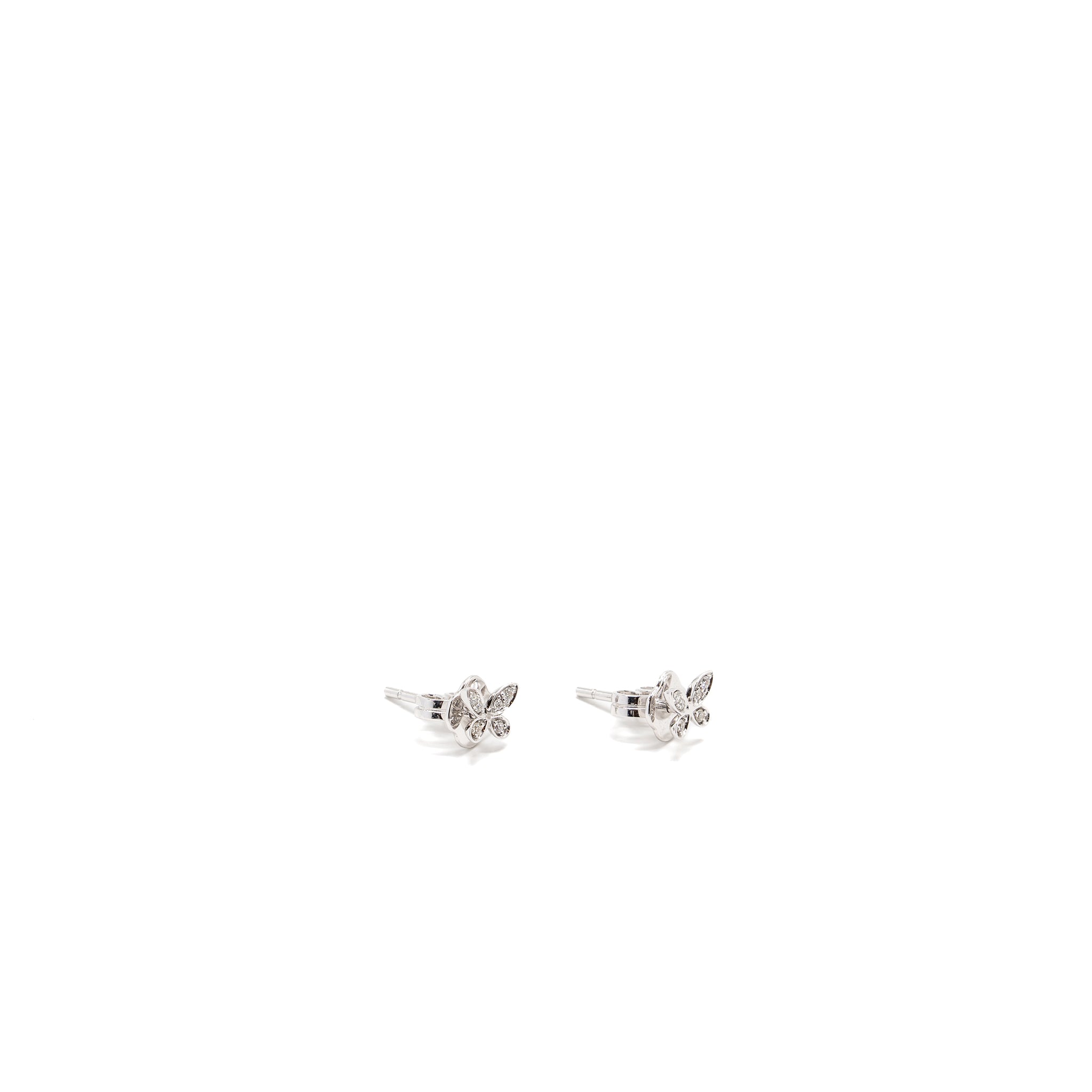 GRAFF BUTTERFLY SMALL STUD EARRINGS WHITE GOLD PAVED DIAMONDS