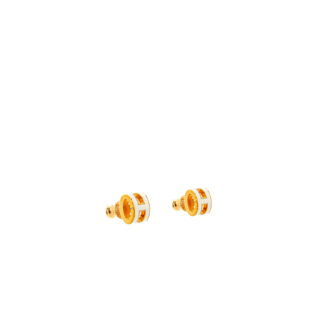 HERMES MINI POP H EARRINGS WHITE RGHW
