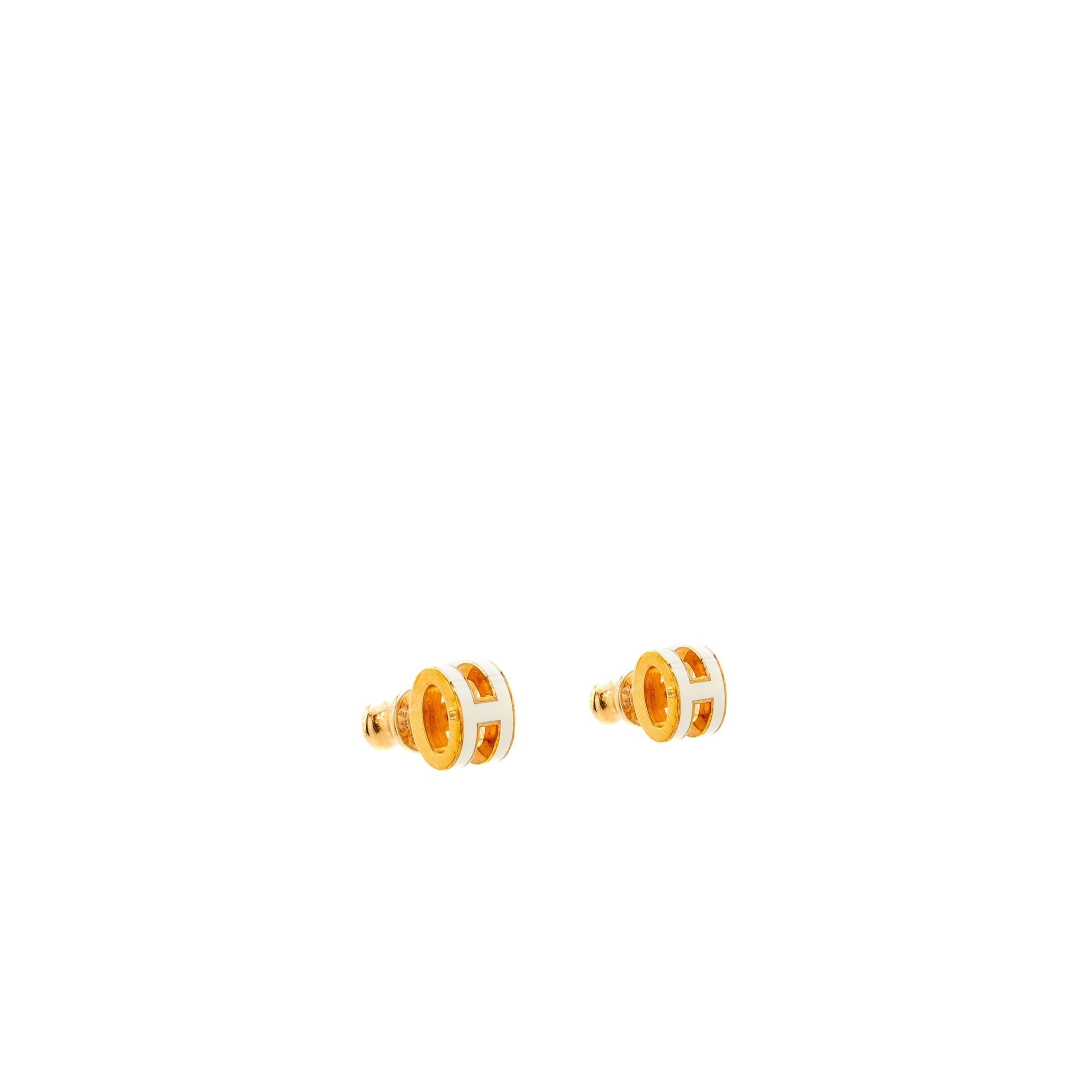HERMES MINI POP H EARRINGS WHITE RGHW