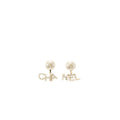 CHANEL LETTER/CC LOGO EARRINGS CRYSTAL/PEARL LIGHT GOLD TONE