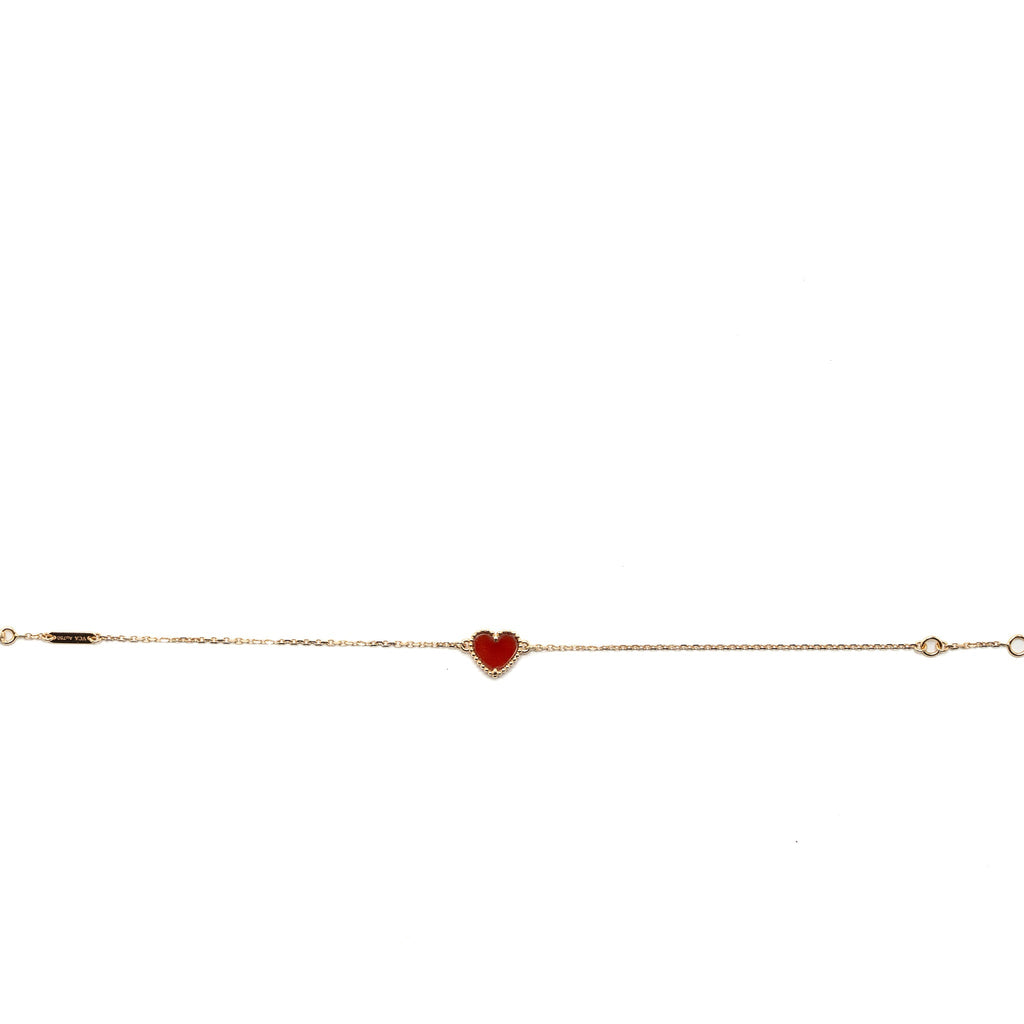 VAN CLEEF & ARPELS SWEET ALHAMBRA HEART BRACELET CARNELIAN ROSE GOLD