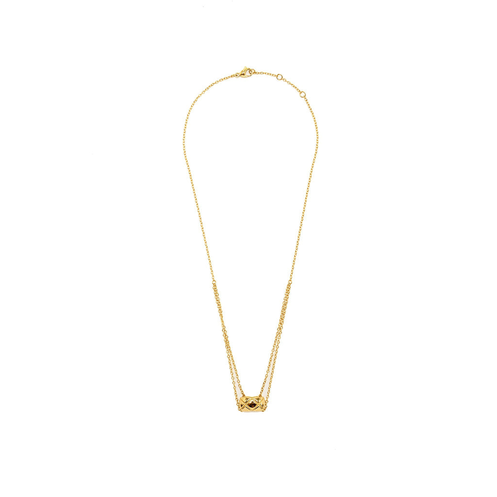 CHANEL COCO CRUSH NECKLACE QUILTED MOTIF YELLOW GOLD