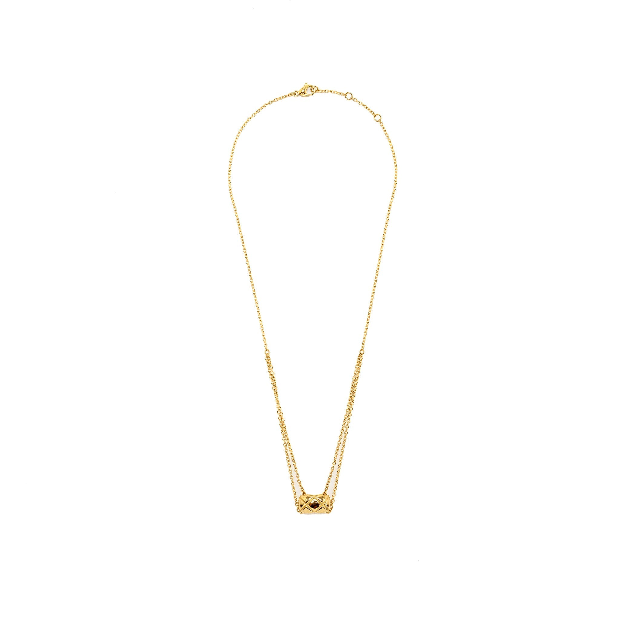 CHANEL COCO CRUSH NECKLACE QUILTED MOTIF YELLOW GOLD