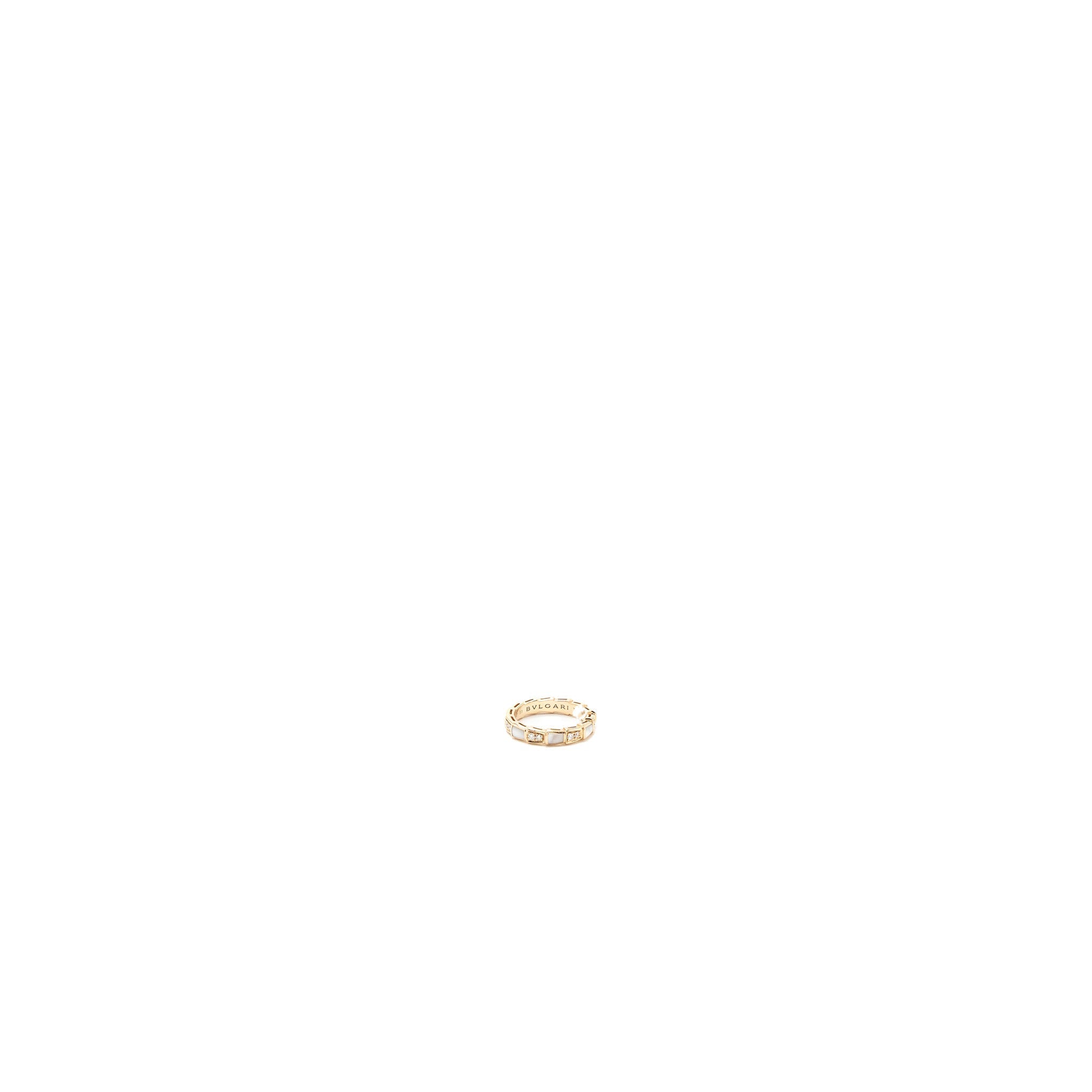 BVLGARI SERPENTI VIPER RING MOTHER OF PEARL/ROSE PINK GOLD WITH DIAMONDS