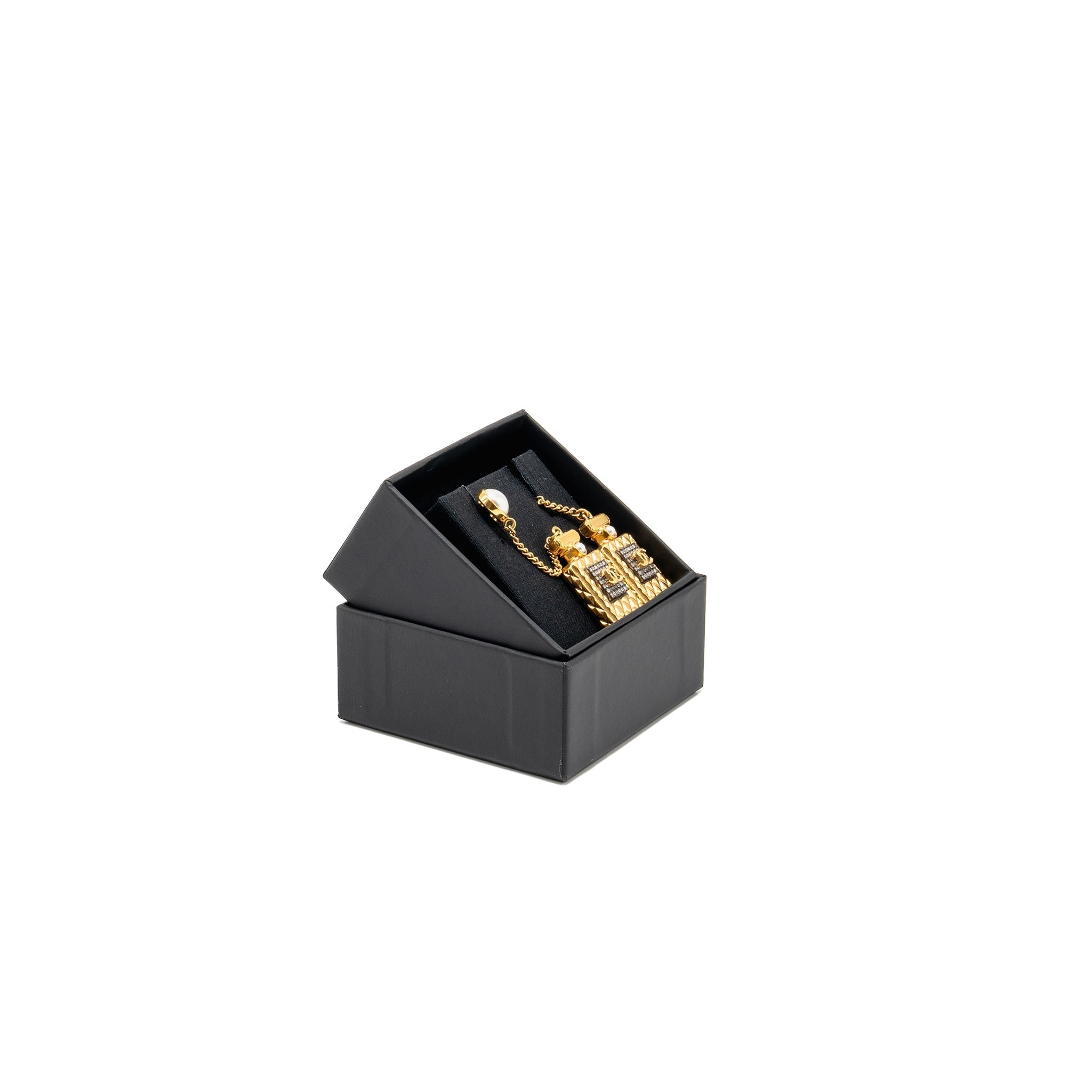 CHANEL PERFUME DROPPED EARRINGS GOLD TONE