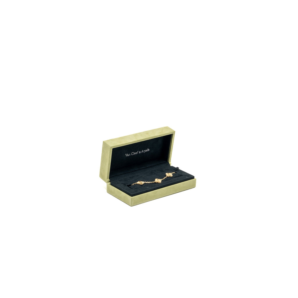VAN CLEEF & ARPELS VINTAGE ALHAMBRA BRACELET, 5 MOTIF 18K YELLOW GOLD