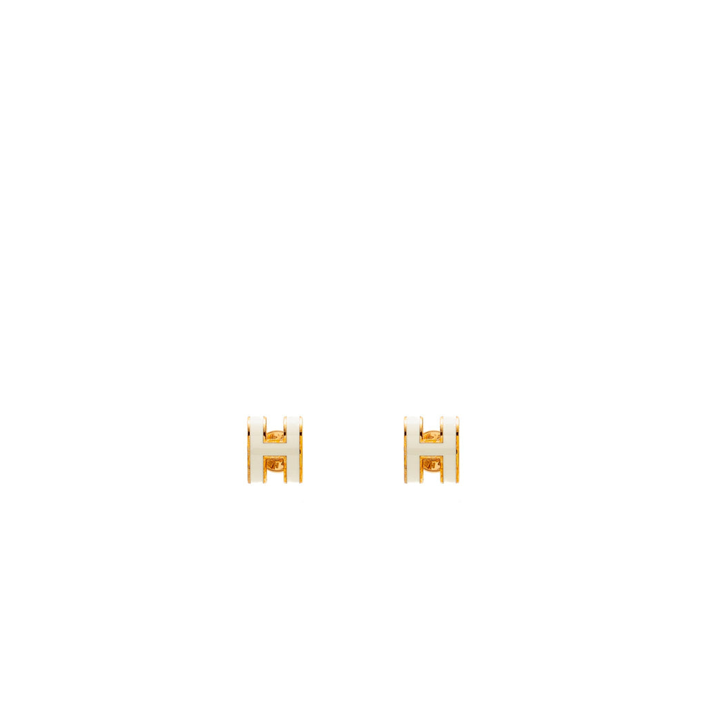 HERMES MINI POP H EARRINGS WHITE RGHW