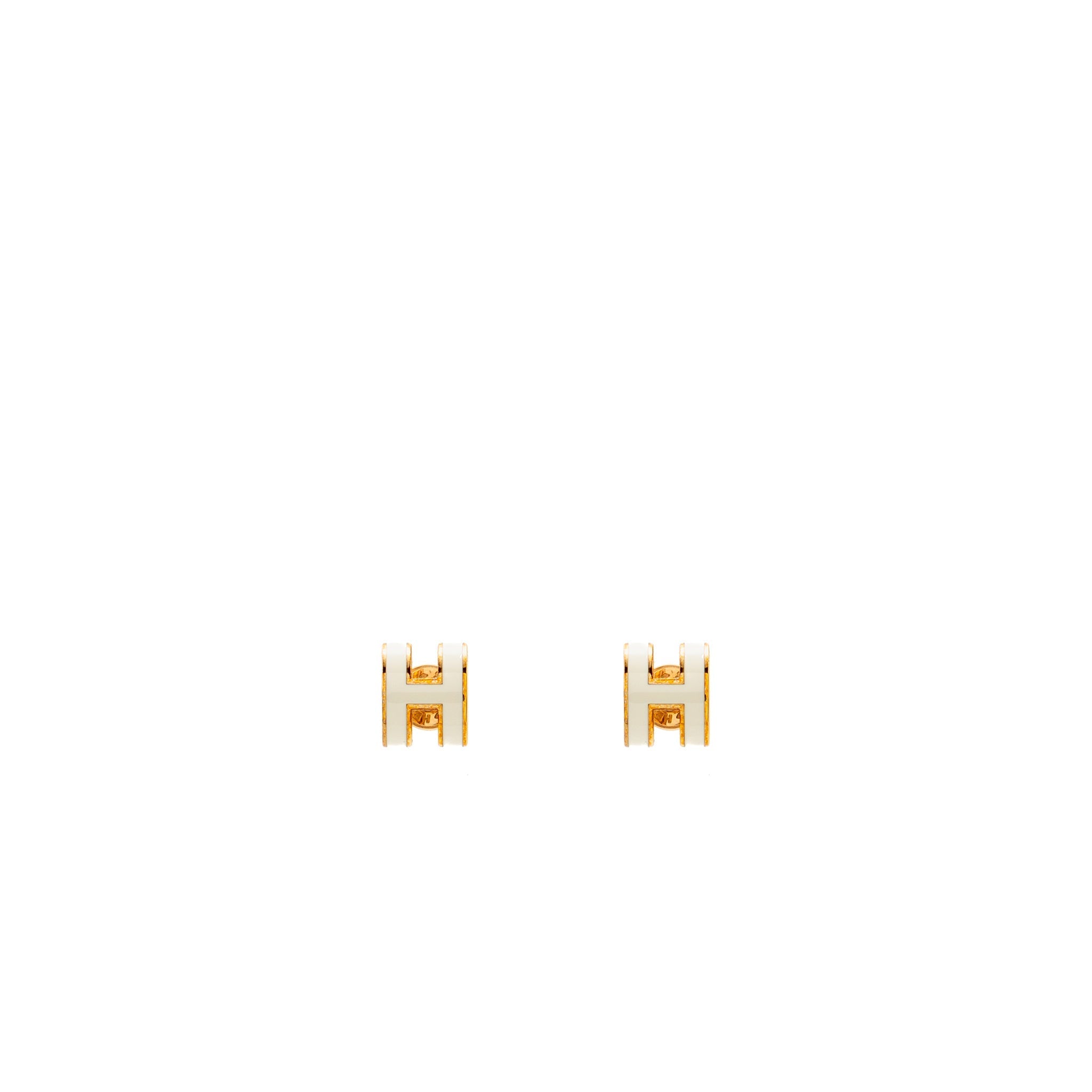 HERMES MINI POP H EARRINGS WHITE RGHW