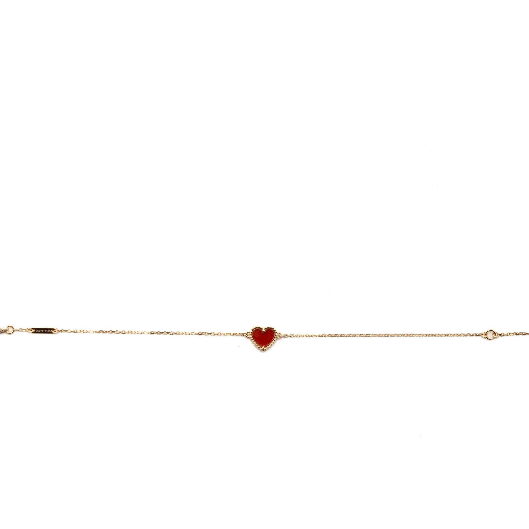 VAN CLEEF & ARPELS SWEET ALHAMBRA HEART BRACELET CARNELIAN ROSE GOLD