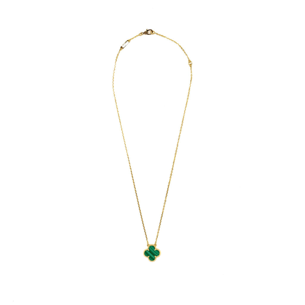VAN CLEEF AND ARPELS VINTAGE ALHAMBRA PENDANT 18K YELLOW GOLD, MALACHITE