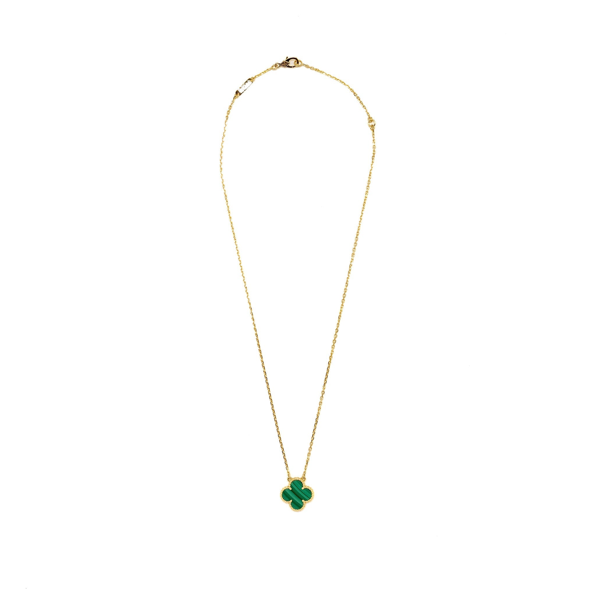 VAN CLEEF AND ARPELS VINTAGE ALHAMBRA PENDANT 18K YELLOW GOLD, MALACHITE