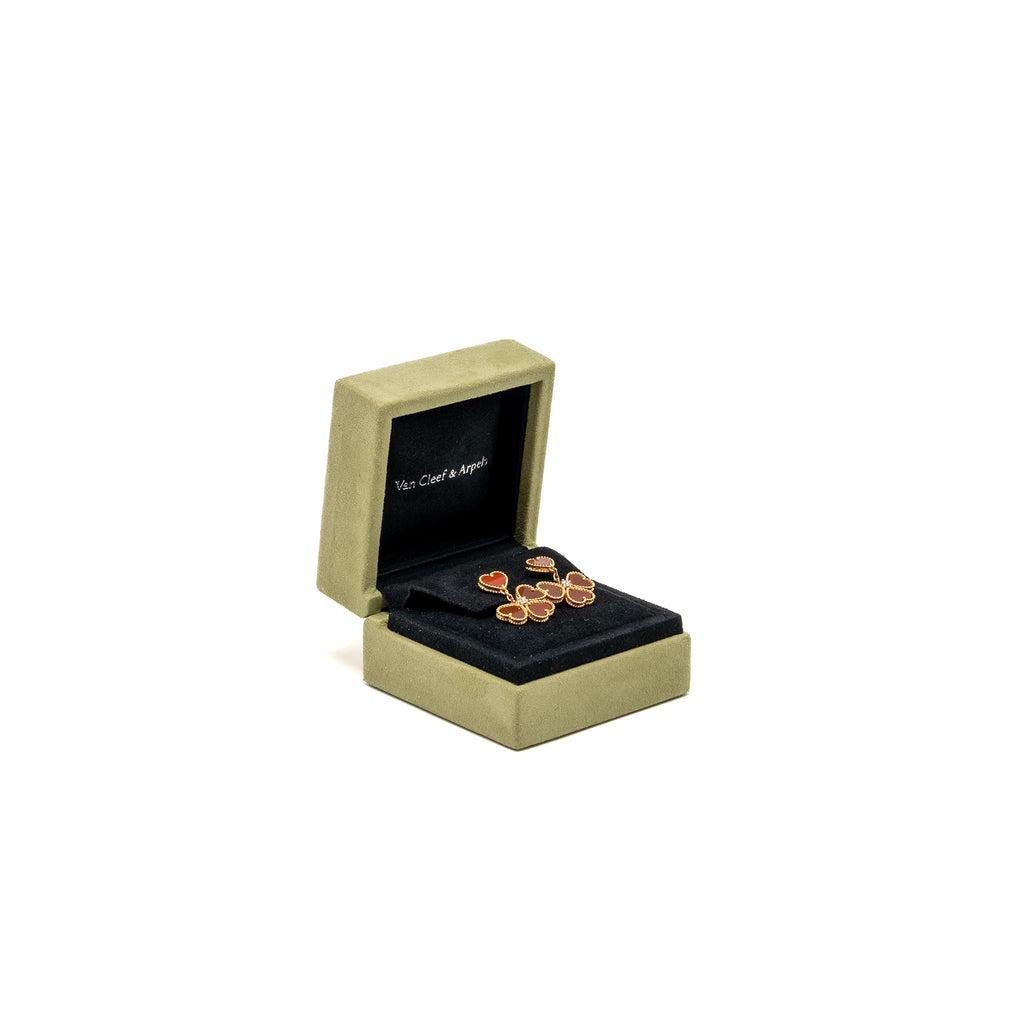 VAN CLEEF &ARPELS SWEET HEARTS EARRINGS CARNELIAN ROSE GOLD, DIAMONDS
