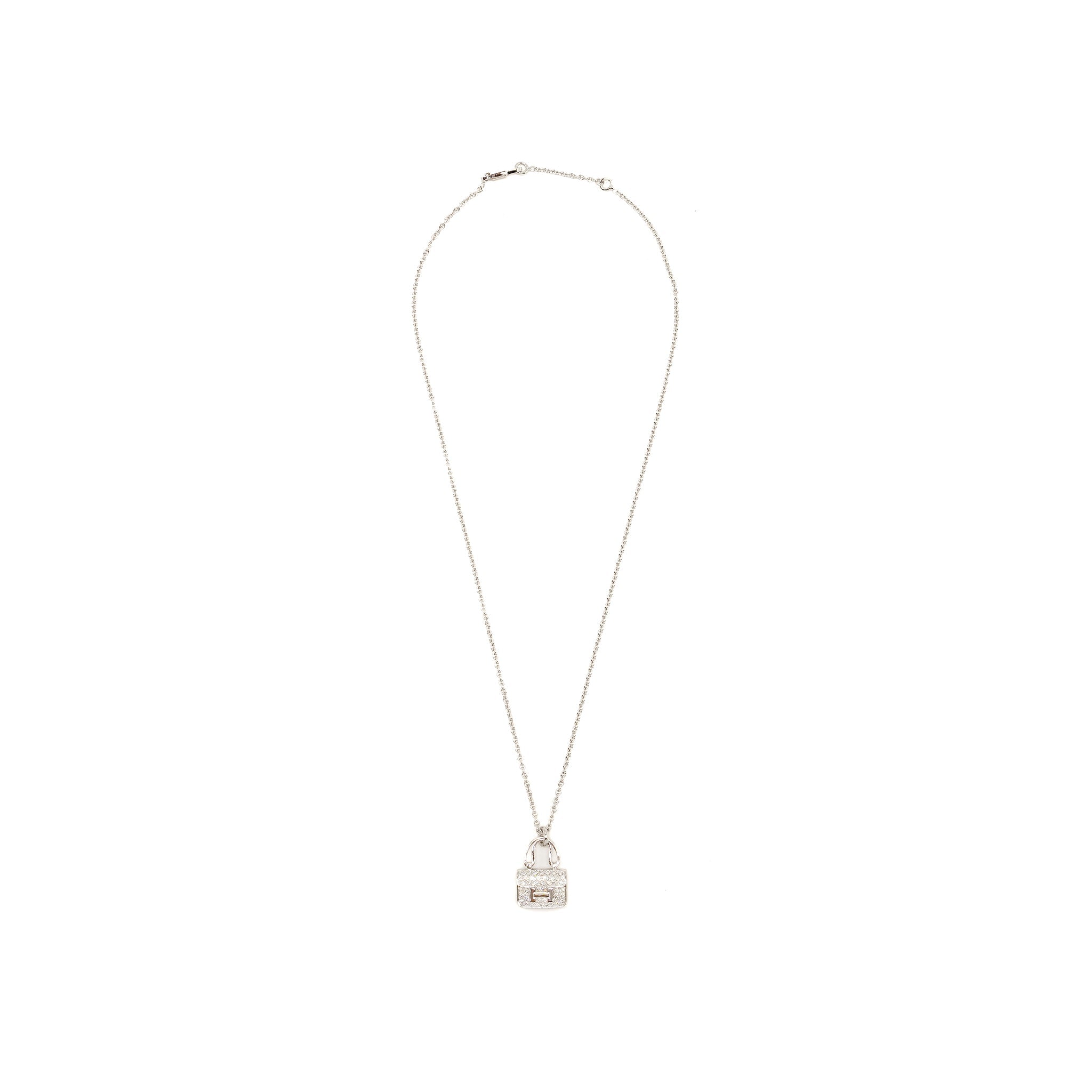HERMES AMULETTE CONSTANCE PENDANT WHITE GOLD DIAMONDS