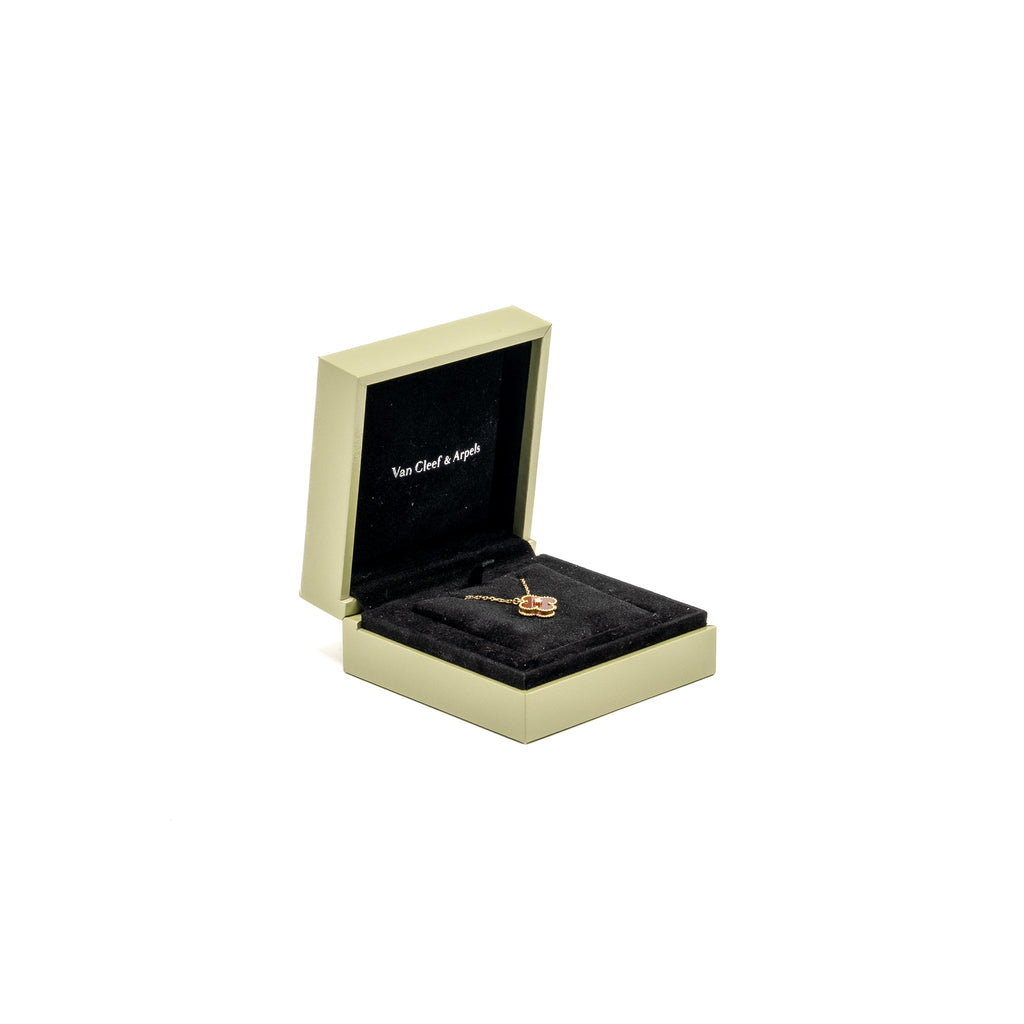 VAN CLEEF & ARPELS VINTAGE ALHAMBRA PENDANT 2011 CHRISTMAS LIMITED EDITION CARNELIAN ROSE GOLD, DIAMOND