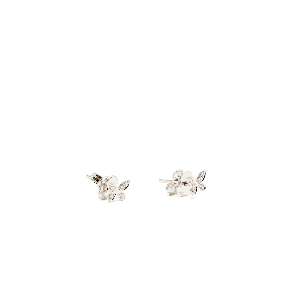 GRAFF PAVE BUTTERFLY DIAMOND PETITE STUD EARRINGS WHITE GOLD
