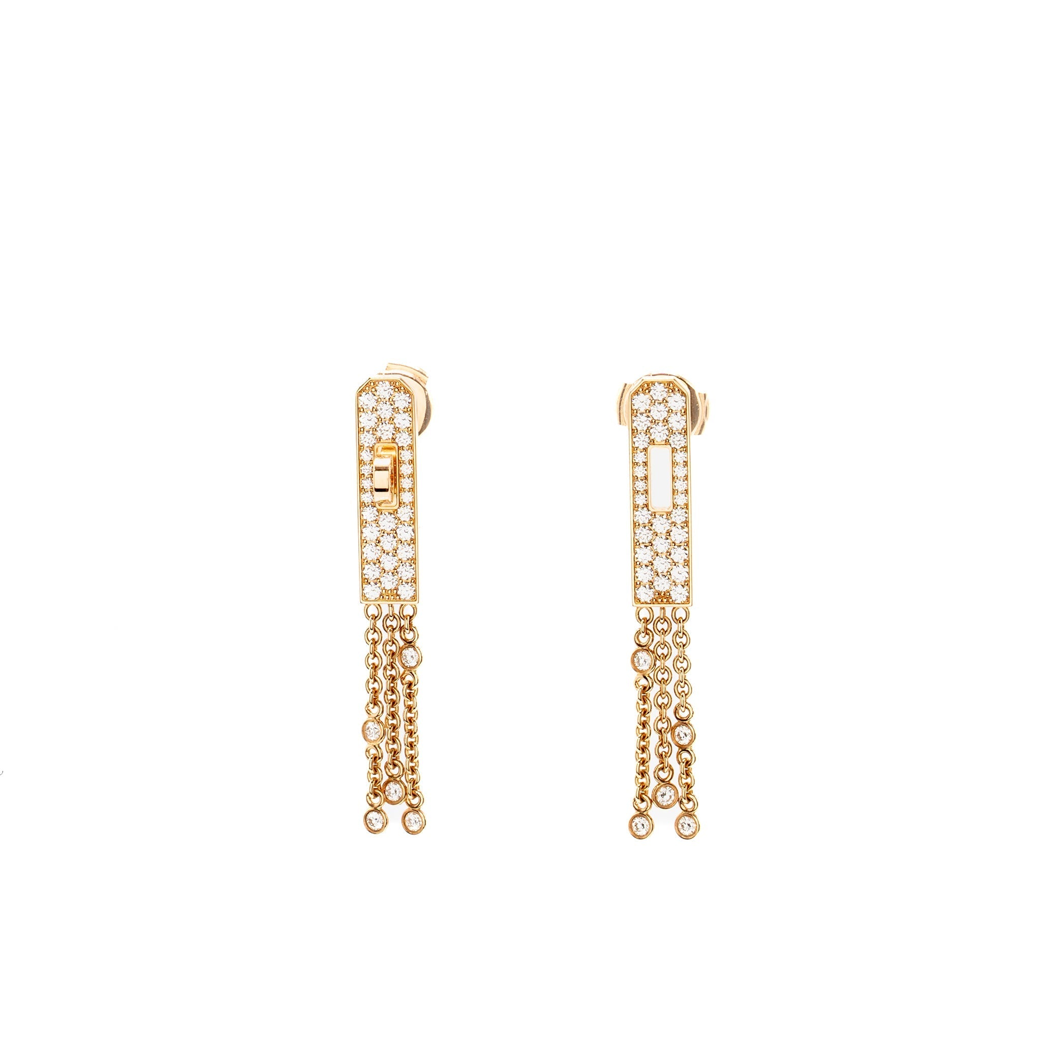 HERMES KELLY GAVROCHE EARRINGS ROSE GOLD, DIAMONDS