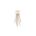 CHANEL CC LOGO WITH CRYSTAL DROPPING BROOCH LIGHT GOLD TONE