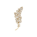 CHANEL CC LEAVES BROOCH CRYSTAL LIGHT GOLD TONE